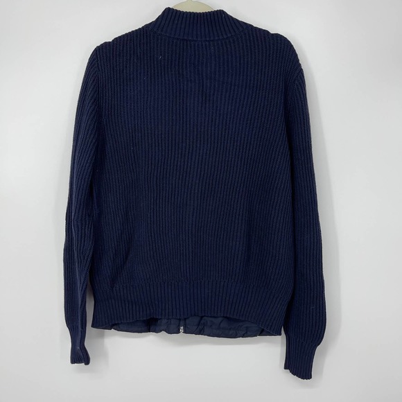 CROFT & BARROW NAVY BLUE FULL ZIP RIBBED JACKET PETITE MEDIUM - Picture 2 of 5